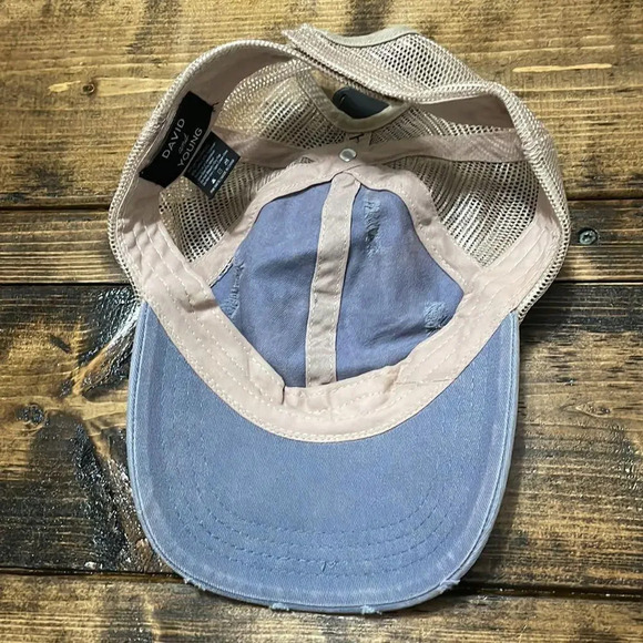 NWT David and Young Adjustable Women's Baseball Cap Blue Distressed - Picture 3 of 12
